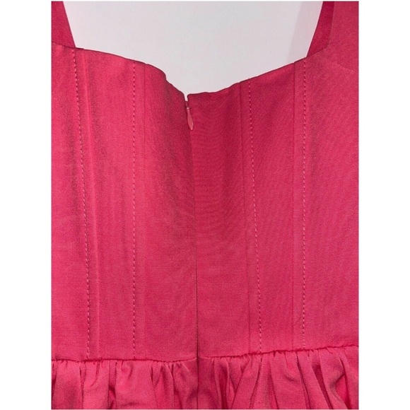 STAUD Landscape Lollipop Pink Corset Mini Dress Size 0 NWT Fit Flare Mini - Picture 7 of 12